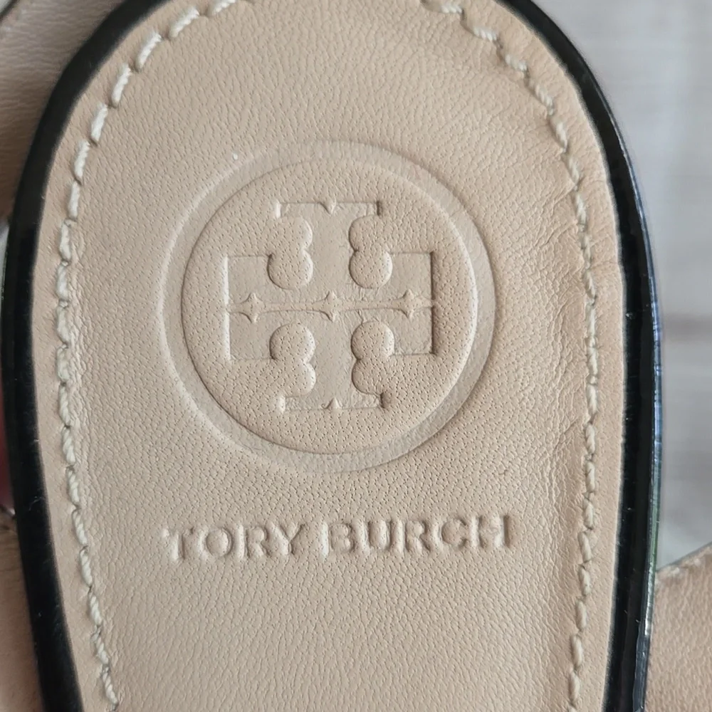 Tory Burch Black/Tan Strappy Heels, Womens 7M, Great Condition - Picture 2 of 9